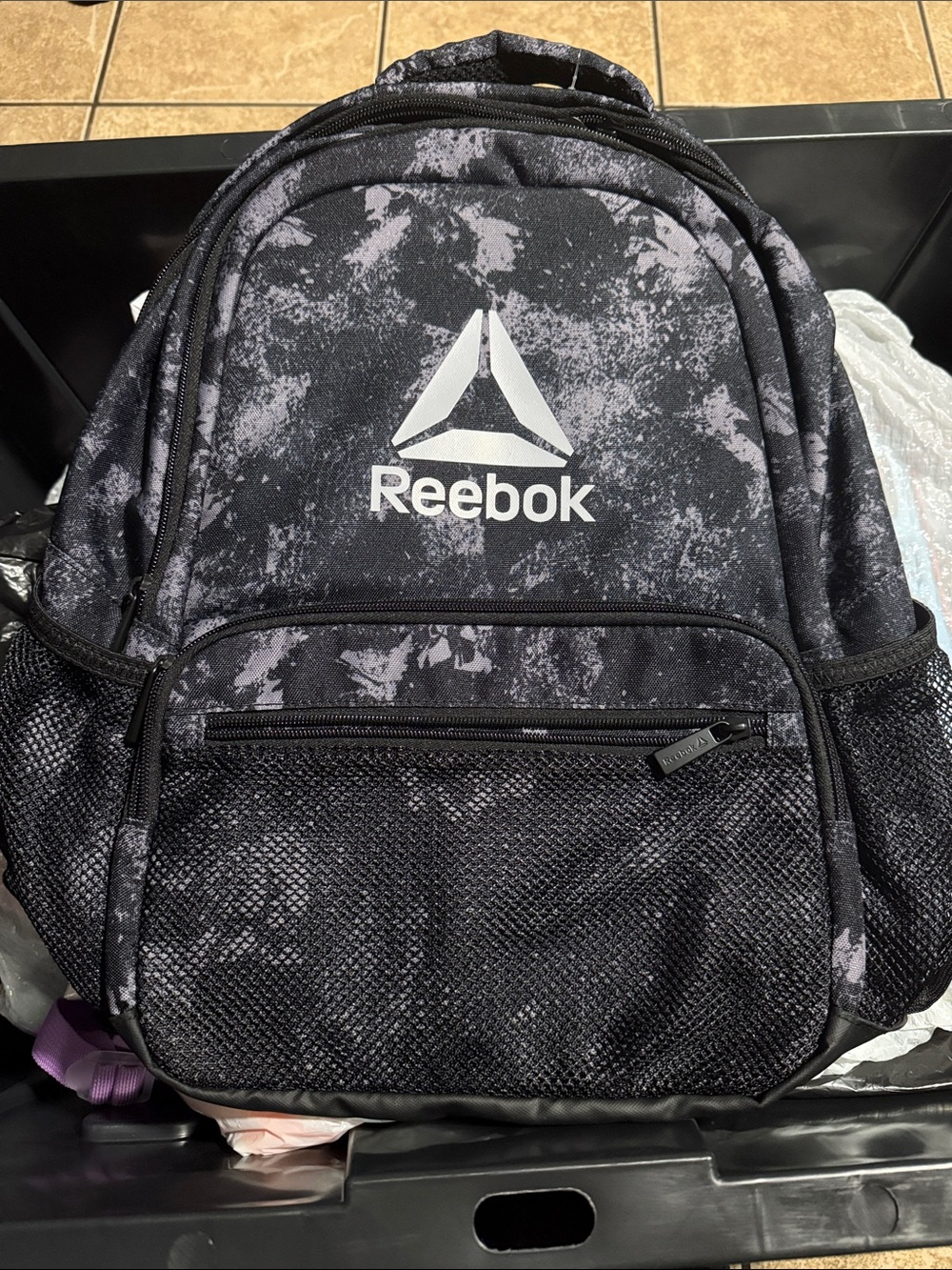 Reebok Black Marbled Logo Campus Backpack